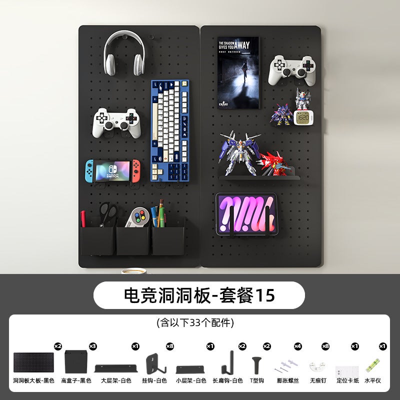 Game Desk Wall Pegboard Display Rack Computer Desk Wall Storage Organizer Equipment Placement Rack Desk - Image 1